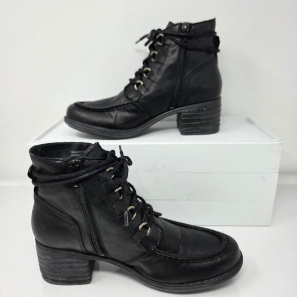 Miz Mooz Granger Womens Black Leather Ankle Booties Boots 39 US 8 Capsule Grunge - Picture 2 of 8